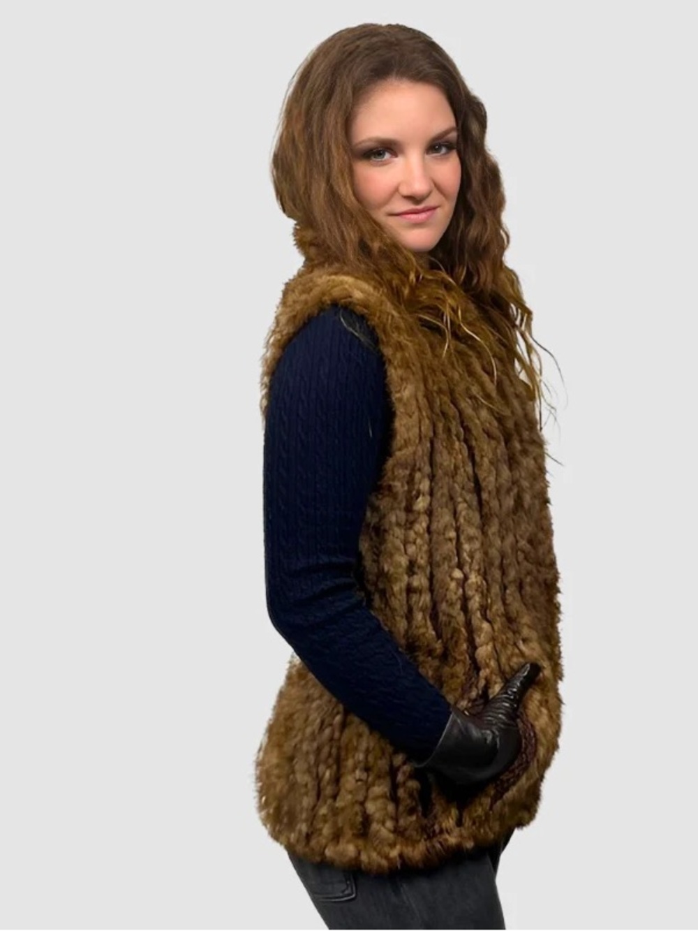 Upcycled Knitted Mink Fur Vest - Cozy Layering Piece